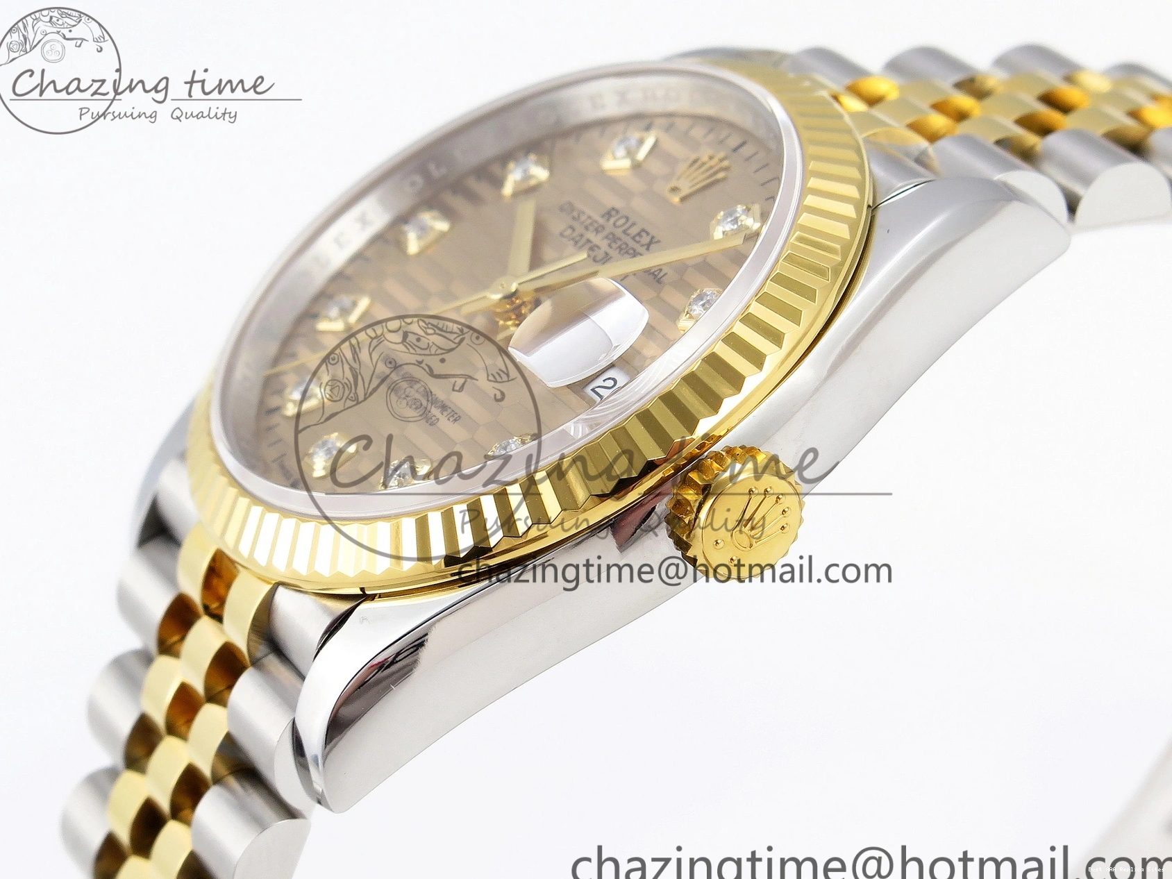 Good Copy Rolex Watches Best 904L on VS Premium Edition 1897 YG Diamonds 1:1 36 Jubilee Steel Textured SS Bracelet DateJust 126233 Dial VSF 0102